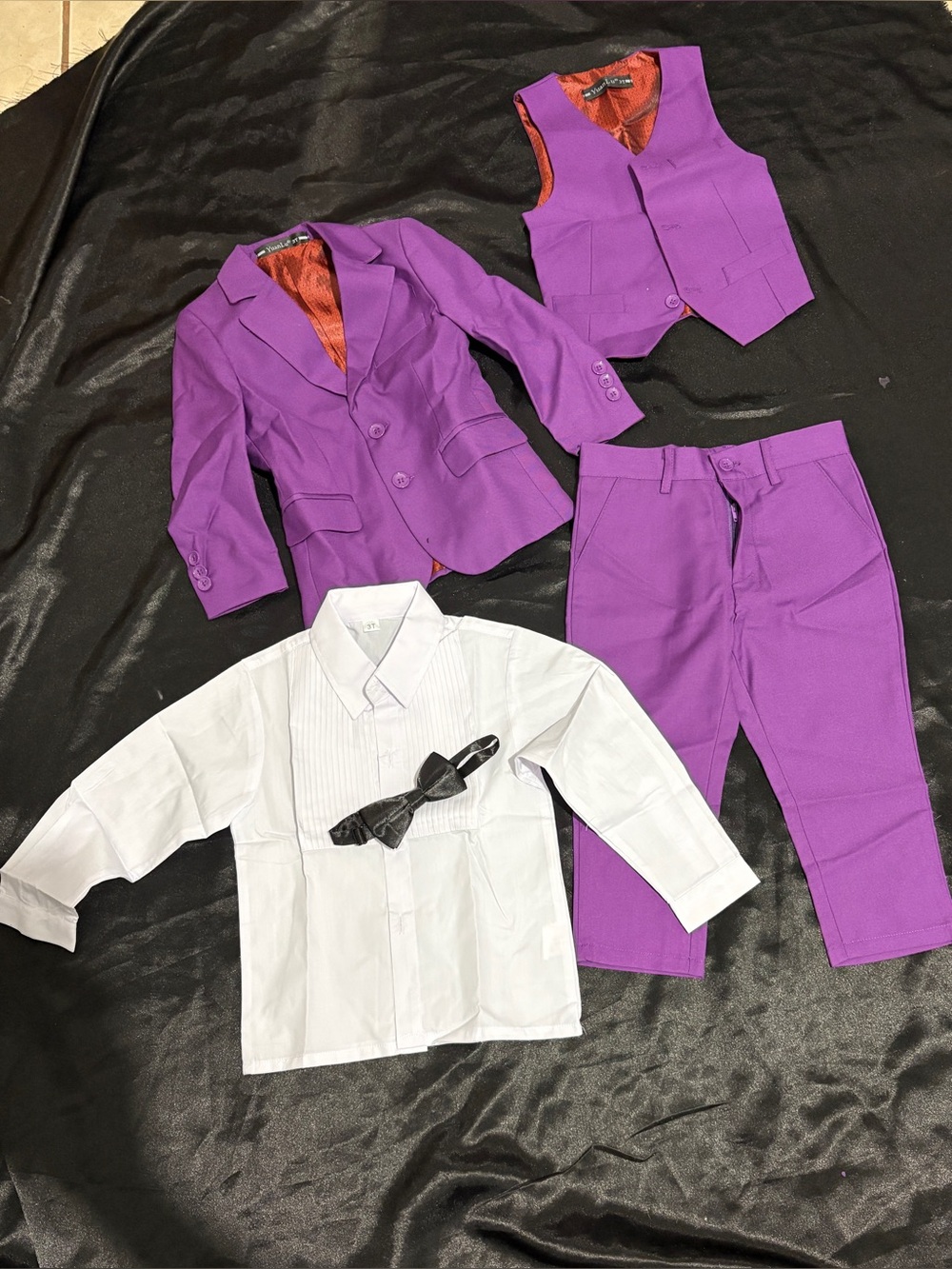 Boys Slim Fit Suit Toddler Purple 2T